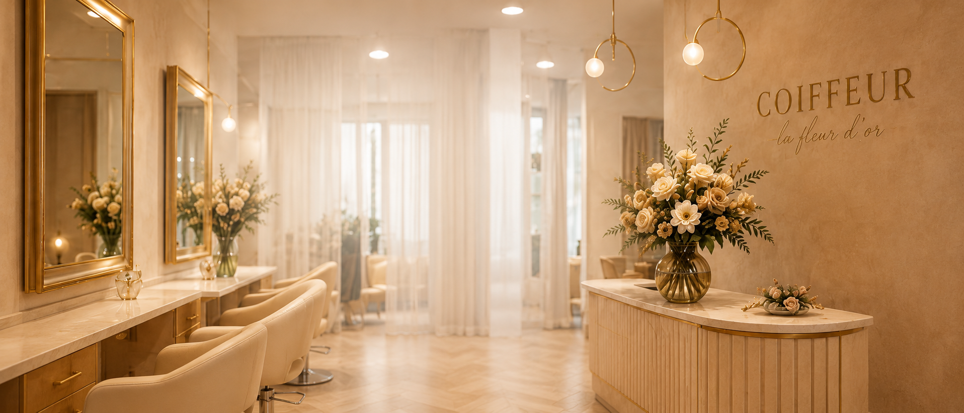 Innenansicht des Salons Coiffeur La fleur d’or